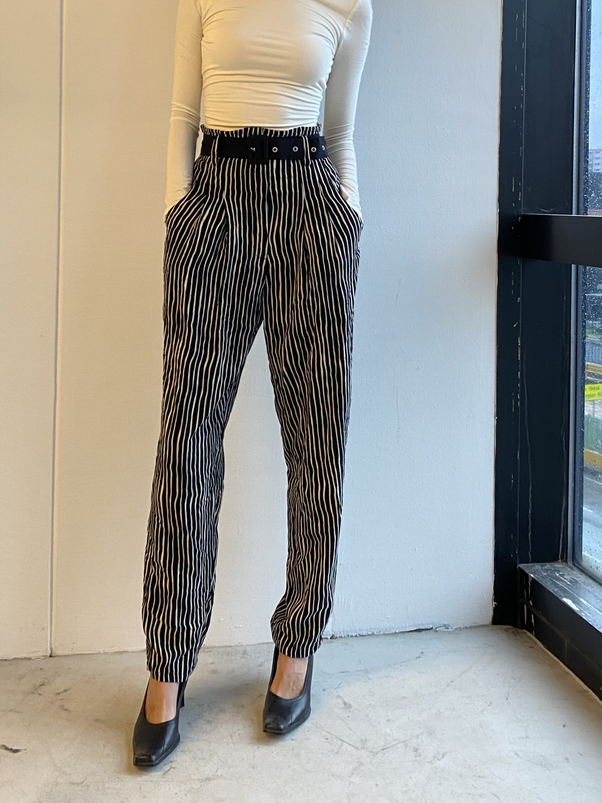 Vintage High Waisted Stripe Pants - Styledcxo
